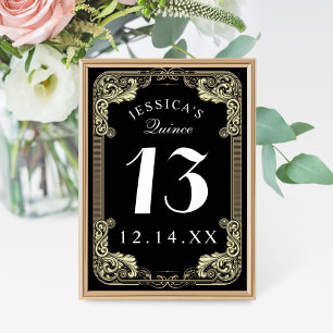 Tarjeta De Mesa Princess Quinceanera Black
