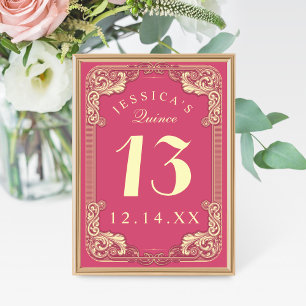 Tarjeta De Mesa Princess Quinceanera Pink