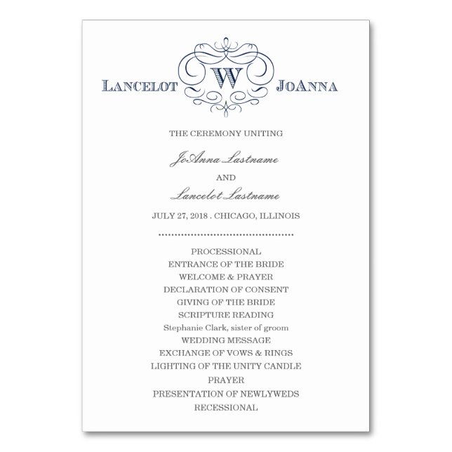 Tarjeta De Mesa Programa de matrimonio de marco de desplazamiento (Anverso)