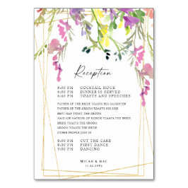 Tarjeta De Mesa Programa de recepción geométrica de flores silvest