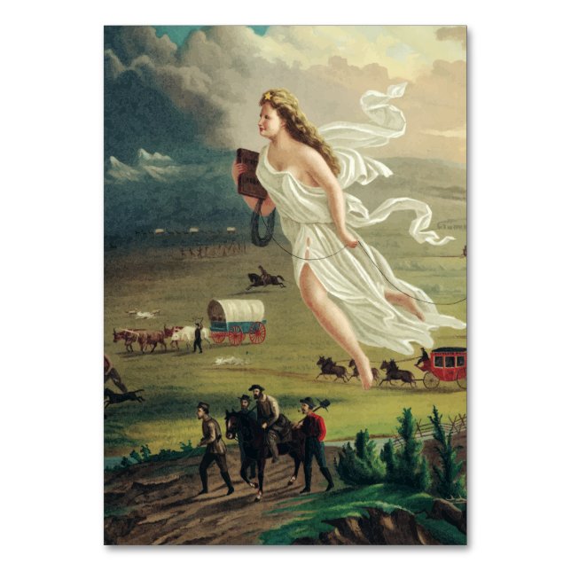 Tarjeta De Mesa Progreso Americano de John Gast (Anverso)