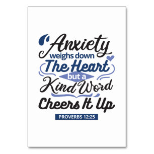 Tarjeta De Mesa Proverbios 12:25 Versículo de la Biblia – Arte de