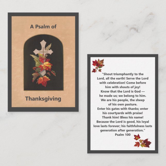 Tarjeta De Mesa Psalm 100 Thanksgiving Prayer Card (Anverso / Reverso)