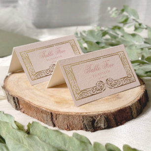 Tarjeta De Mesa Puertas Regales de Hoja Falsa Rosa Polvorienta par