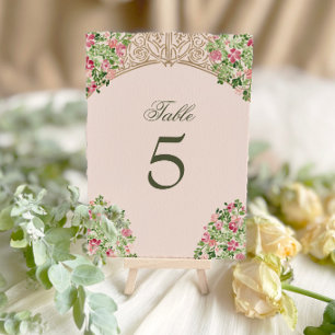 Tarjeta De Mesa Puertas Regales Elegantes de Hoja Falsa para Bodas