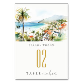 Tarjeta De Mesa Puerto Vallarta Mexico Watercolor scape Wedding