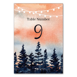 Tarjeta De Mesa Puesta de sol y bosque de pinos
