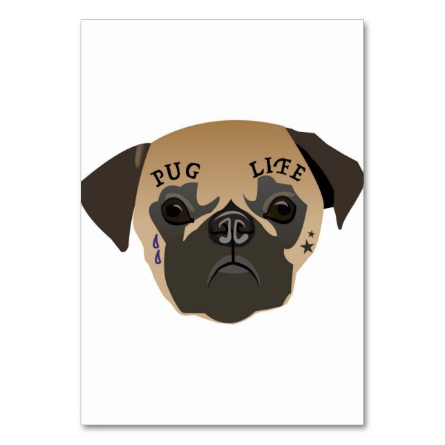 Tarjeta De Mesa Pug Lovers | Vida útil de cute pug (Anverso)