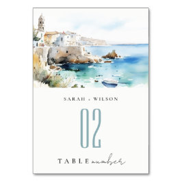 Tarjeta De Mesa Puglia, Italy Watercolor Landscape Wedding