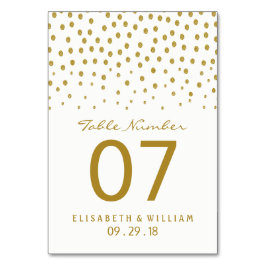 Tarjeta De Mesa Punto de Polka Oro - Blanco y Oro - Boda