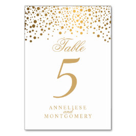 Tarjeta De Mesa Puntos de oro y blanco - Número de tabla