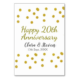 Tarjeta De Mesa Puntos dorados brillantes feliz aniversario de bod