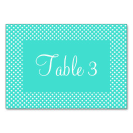 Tarjeta De Mesa Puntos Turquesa y Blanco Numerados