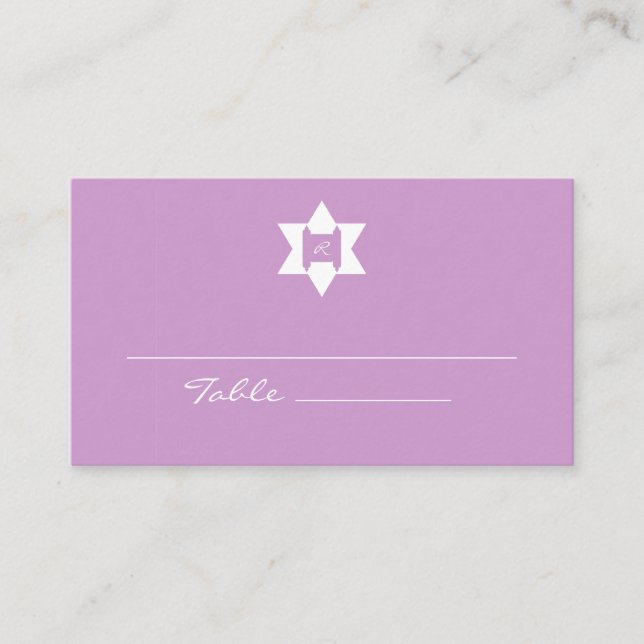 Tarjeta De Mesa Purple Bat Mitzvah Place Cards (Anverso)