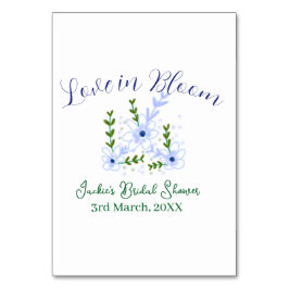 Tarjeta De Mesa Purple boho love in Bloom bridal shower name retro