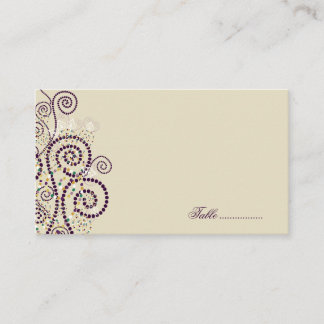 Tarjeta De Mesa Purple Boho Spirals Elegant Wedding Place Cards