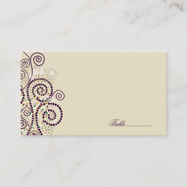 Tarjeta De Mesa Purple Boho Spirals Elegant Wedding Place Cards (Anverso)