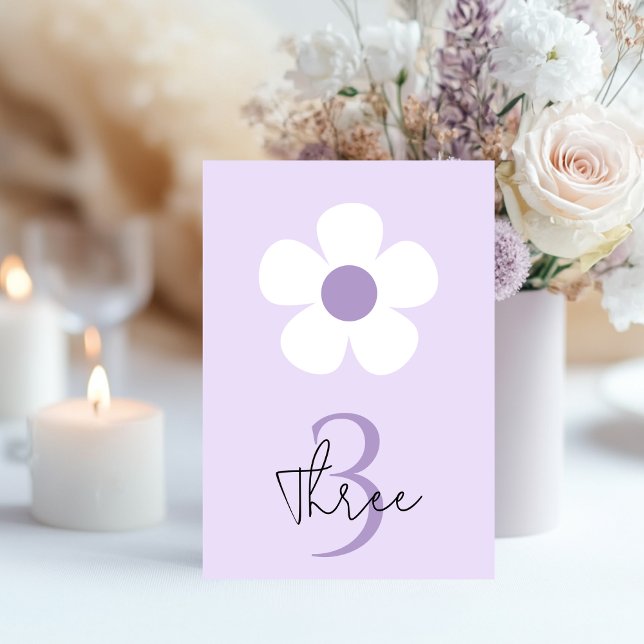 Tarjeta De Mesa Purple Daisy Birthday | Elegante Fiesta floral (Subido por el creador)