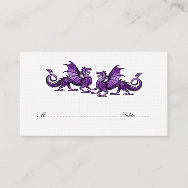 Tarjeta De Mesa Purple Elegant Dragons Boda Place Card (Anverso)