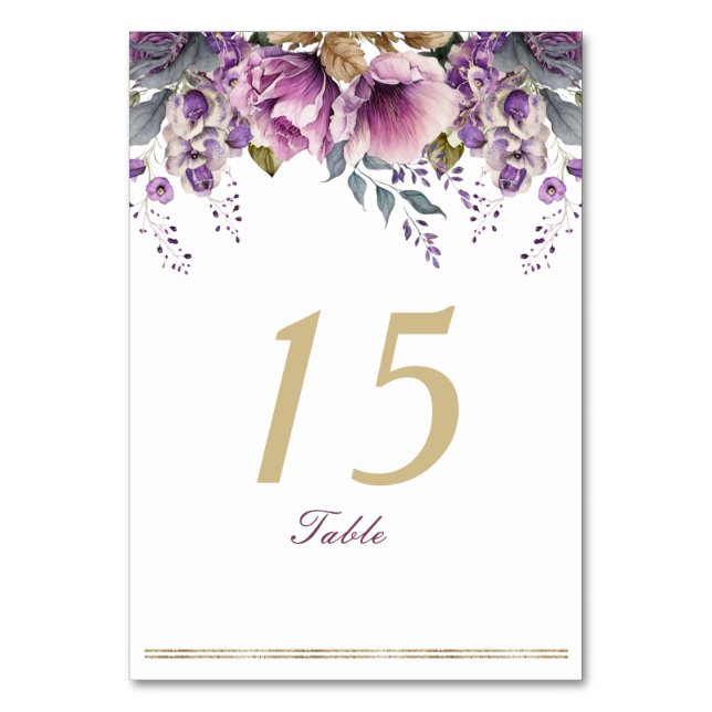 Tarjeta de mesa Purple Lilac Quinceañera (Anverso)
