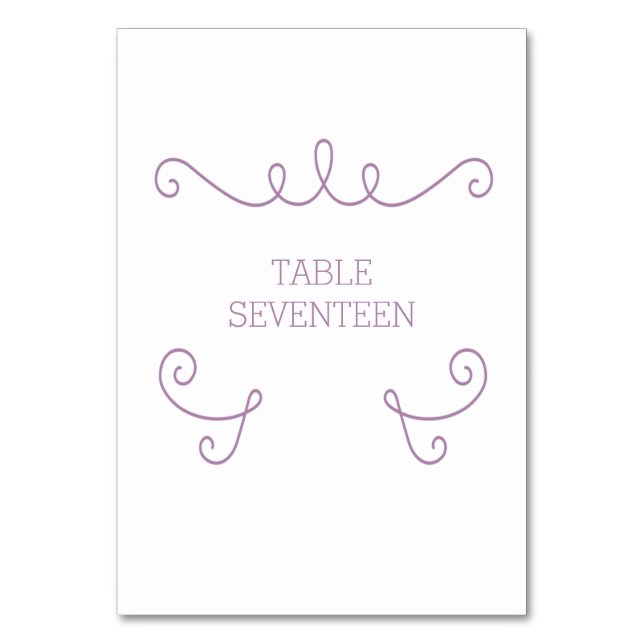 Tarjeta de mesa Purple Whimsical Flourish (Anverso)