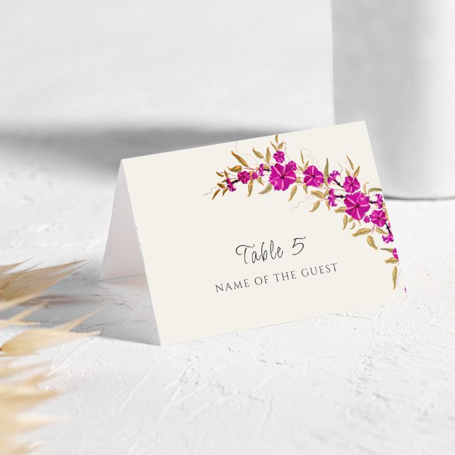 Tarjeta De Mesa Purple Wild Trumpet Vine Flower Wedding Place Card (Subido por el creador)