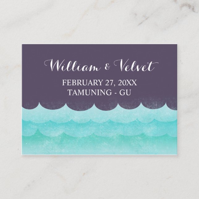 Tarjeta De Mesa Púrpura En El Mar Náutico Boda Cartas De Lugar (Anverso)