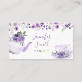 Tarjeta De Mesa Púrpura Floral Bridal Shower Tea Fiesta Place Card