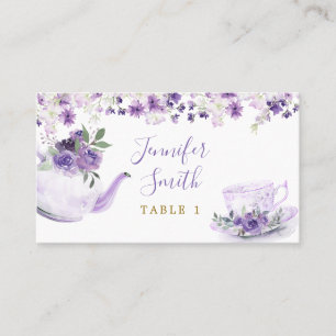 Tarjeta De Mesa Púrpura Floral Bridal Shower Tea Fiesta Place Card