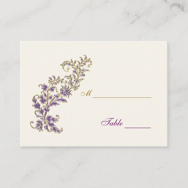 Tarjeta De Mesa Púrpura floral Table Place card (Anverso)