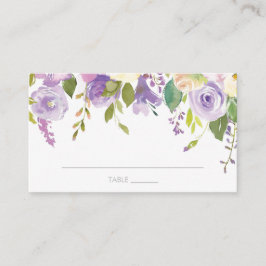 Tarjeta De Mesa Púrpura Peonies Watercolor Floral Plana