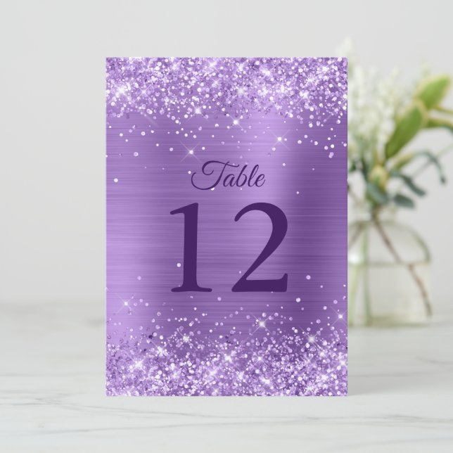 Tarjeta de mesa púrpura Purpurinoso ligera 5x7 (Anverso de pie)