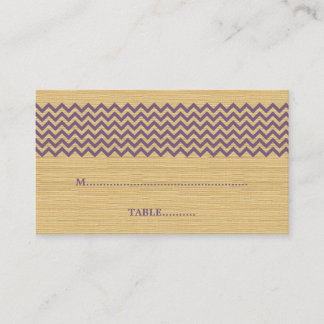 Tarjeta De Mesa Púrpura Rustica Chevron Boda Place Card