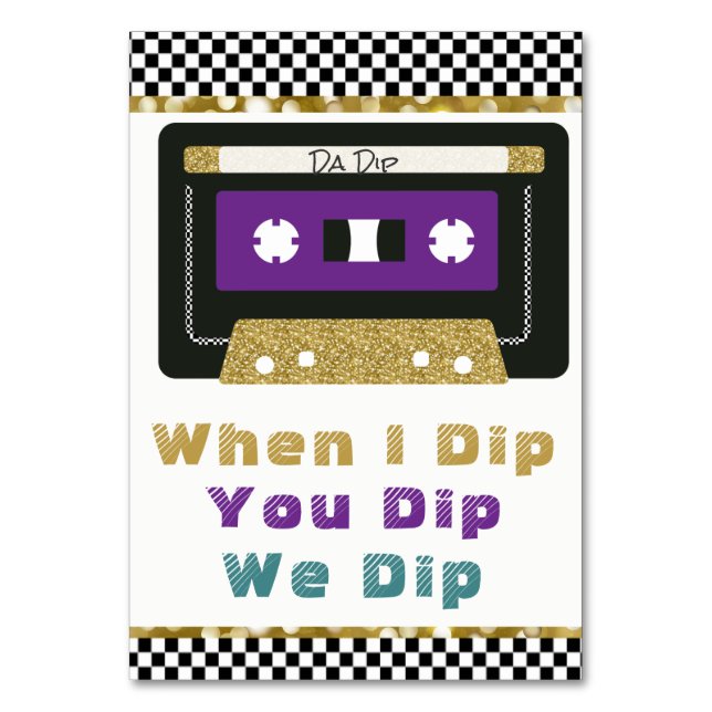 Tarjeta De Mesa Púrpura| Turquesa | Rótulo de la inmersión retro d (Anverso)