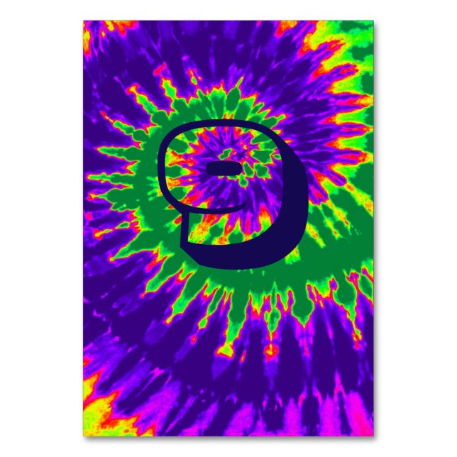 Tarjeta De Mesa Púrpura y verde Boda de tinte de espiral (Anverso)