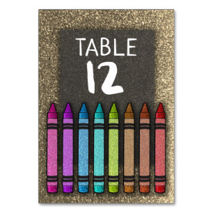 Tarjeta De Mesa Purpurina arcoiris Crayon Primer Cumpleaños Baby S
