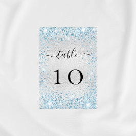 Tarjeta De Mesa Purpurina azul claro plateado despierta glamour