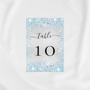 Tarjeta De Mesa Purpurina azul claro plateado despierta glamour