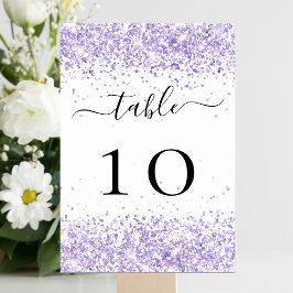 Tarjeta De Mesa Purpurina blanco violeta despierta glamour