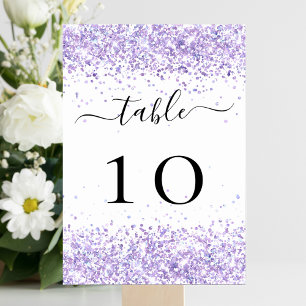 Tarjeta De Mesa Purpurina blanco violeta despierta glamour