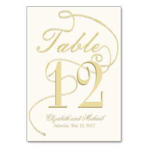 Tarjeta De Mesa Purpurina de caligrafía de oro sutil