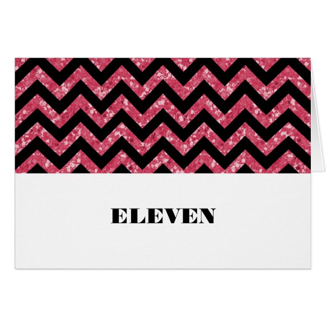 Tarjeta de mesa Purpurina de Chevron rosa (Anverso (Horizontal))
