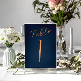 Tarjeta De Mesa purpurina de cobre boda marina número de tabla ele