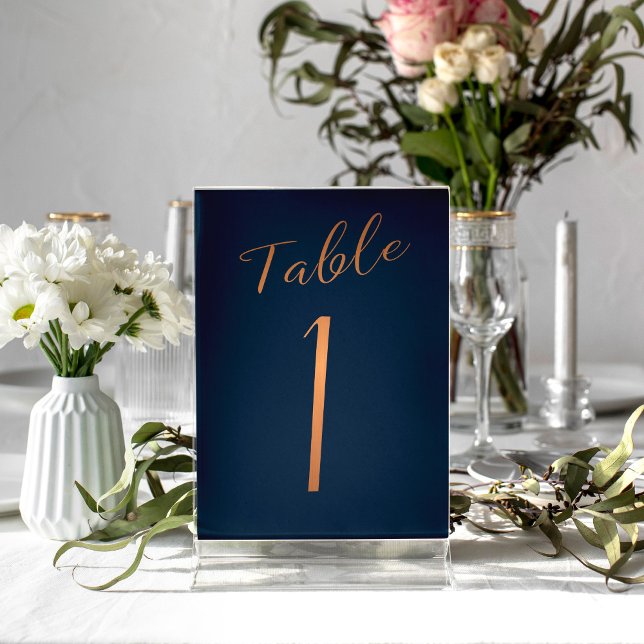 Tarjeta De Mesa purpurina de cobre boda marina número de tabla ele (Subido por el creador)