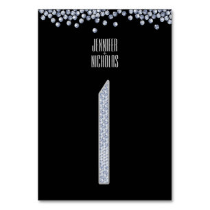Tarjeta De Mesa Purpurina de Diamantes Mesa de Acogida de Boda Núm