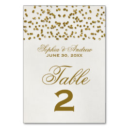Tarjeta De Mesa Purpurina de Glamour de oro Confetti Boda Número d