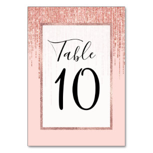 Tarjeta De Mesa Purpurina de lujo Rosa Gold Sparkly