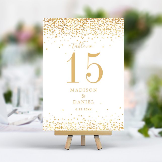 Tarjeta De Mesa Purpurina de oro Confetti Elegant Wedding (Subido por el creador)
