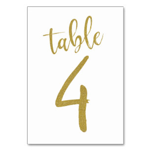 Tarjeta De Mesa Purpurina de oro Número 4