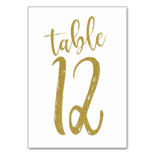 Tarjeta De Mesa Purpurina de oro Número de tabla 12